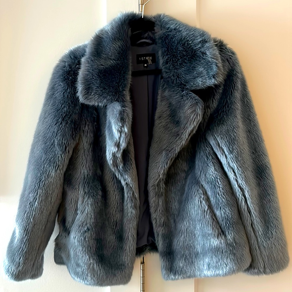Blue Faux Fur Coat